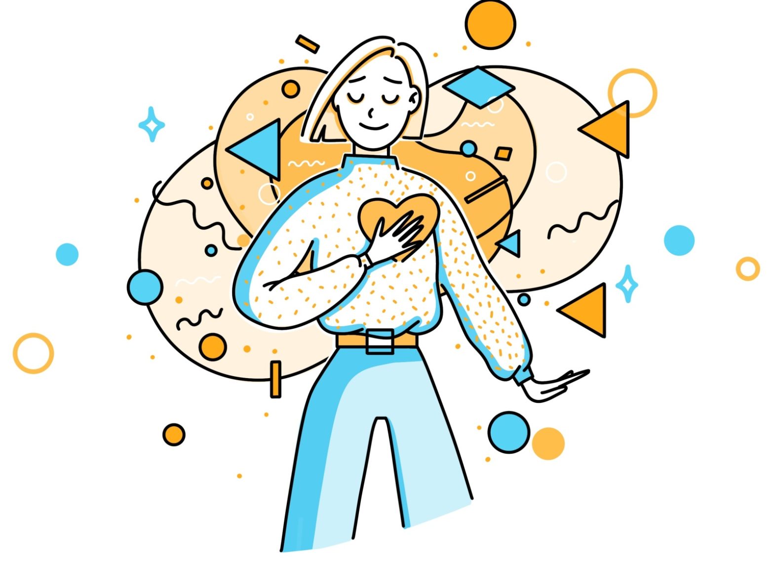 illustration of a woman loving herself and having a growth mindset