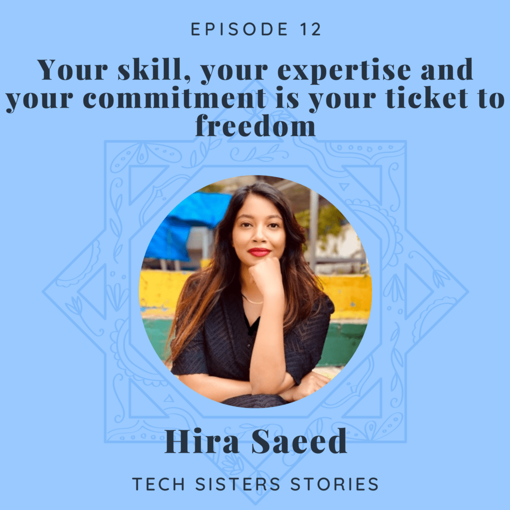 tech sisters podcast episode art featuring hira saeed