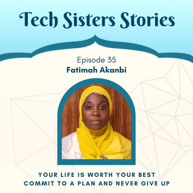 podcast art for tech sisters featuring fatimah akanbi