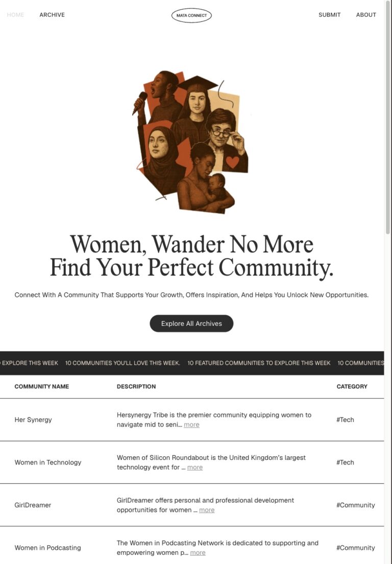 mataconnect screenshot from 2025 tech sisters hackathon